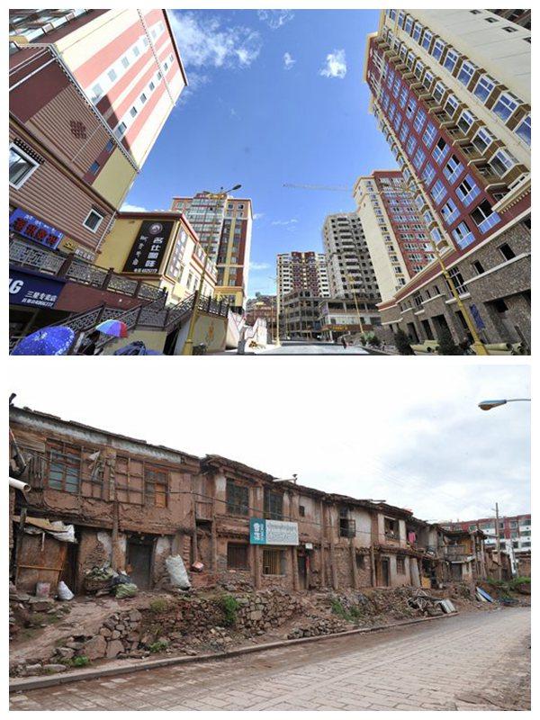 昌都市臥龍街的新舊變化。（昌都市委宣傳部提供）