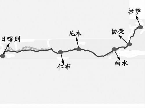 拉日鐵路中途設(shè)置的協(xié)榮、曲水、尼木、仁布站位置分布示意圖。記者田俊制圖
