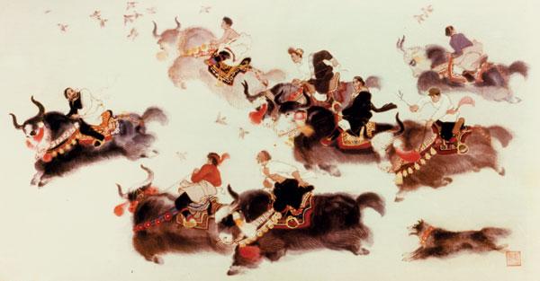 2、《賽牦?！?20×64cm-西藏布畫-1979年作-獲建國30周年全國美展二等獎(jiǎng)并被中國美術(shù)館收藏.jpg