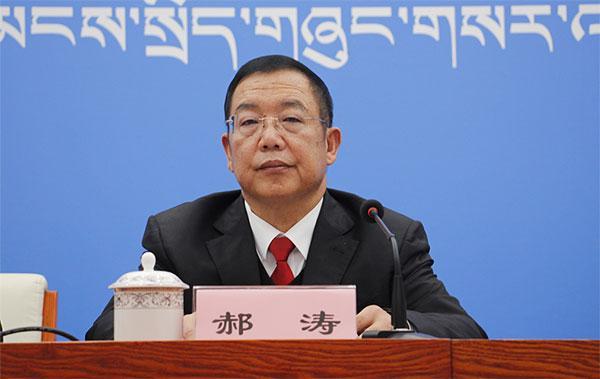 圖為發(fā)言人：自治區(qū)黨委政法委副書記、秘書長、自治區(qū)國安辦常務(wù)副主任、區(qū)教整辦副主任 郝濤.jpg